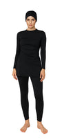 Lina Modest Burkini 3-Piece Elegant Ruched Design Swim Set – Classic Black Drape