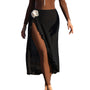 Black Ruffle Knit Beach Sarong Wrap- Swim Cover Up