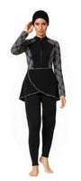 Zehra Modest Burkini 3-Piece Full Coverage Swim Set - Black