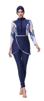 Zehra Tropical Burkini 3-Piece Swim Set – Navy blue