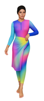 Shadia Modest Burkini 3-Piece Full Coverage Swim Set - Rainbow Dream