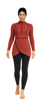 Zehra Modest Burkini 3-Piece Full Coverage Swim Set - Brick Red