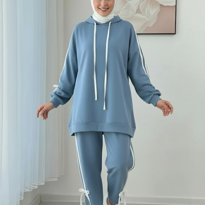Breathable Stretch Hoodie & Pants Set – Sky Blue