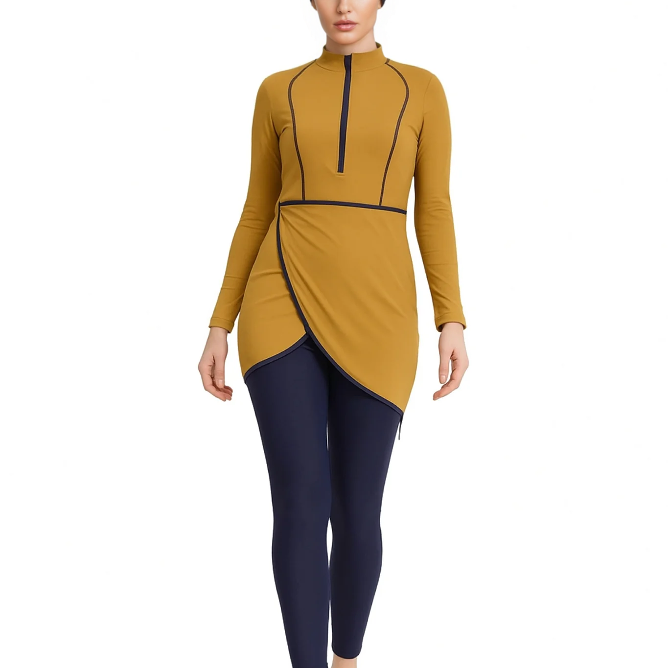 Zehra Modest Burkini 3-Piece Full Coverage Swim Set - Mustard Gold