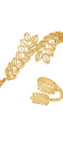 Golden Leaf Motif Bracelet & Ring Set