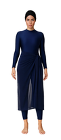 Asma Elegant Modest Burkini 3-Piece Full Coverage Swim Set - Deep Navy