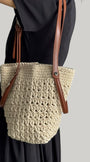 Sofia Leather Crochet Woven Bucket Bag
