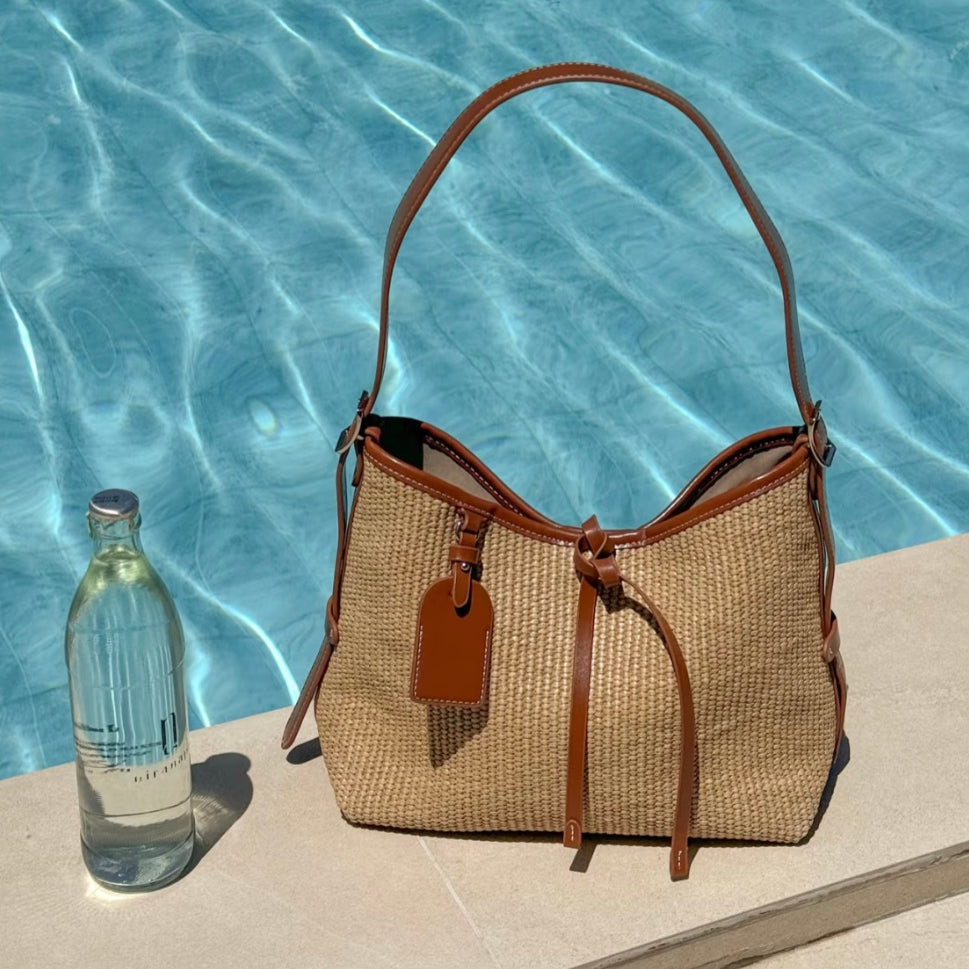 Yumna Straw Bag - Chestnut