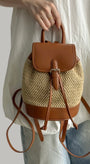 Zaina Raffia Woven Small Backpack - Straw Brown