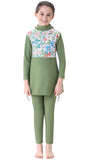 Rahma 3-Piece Kids' Modest Swimsuit-Olive Green