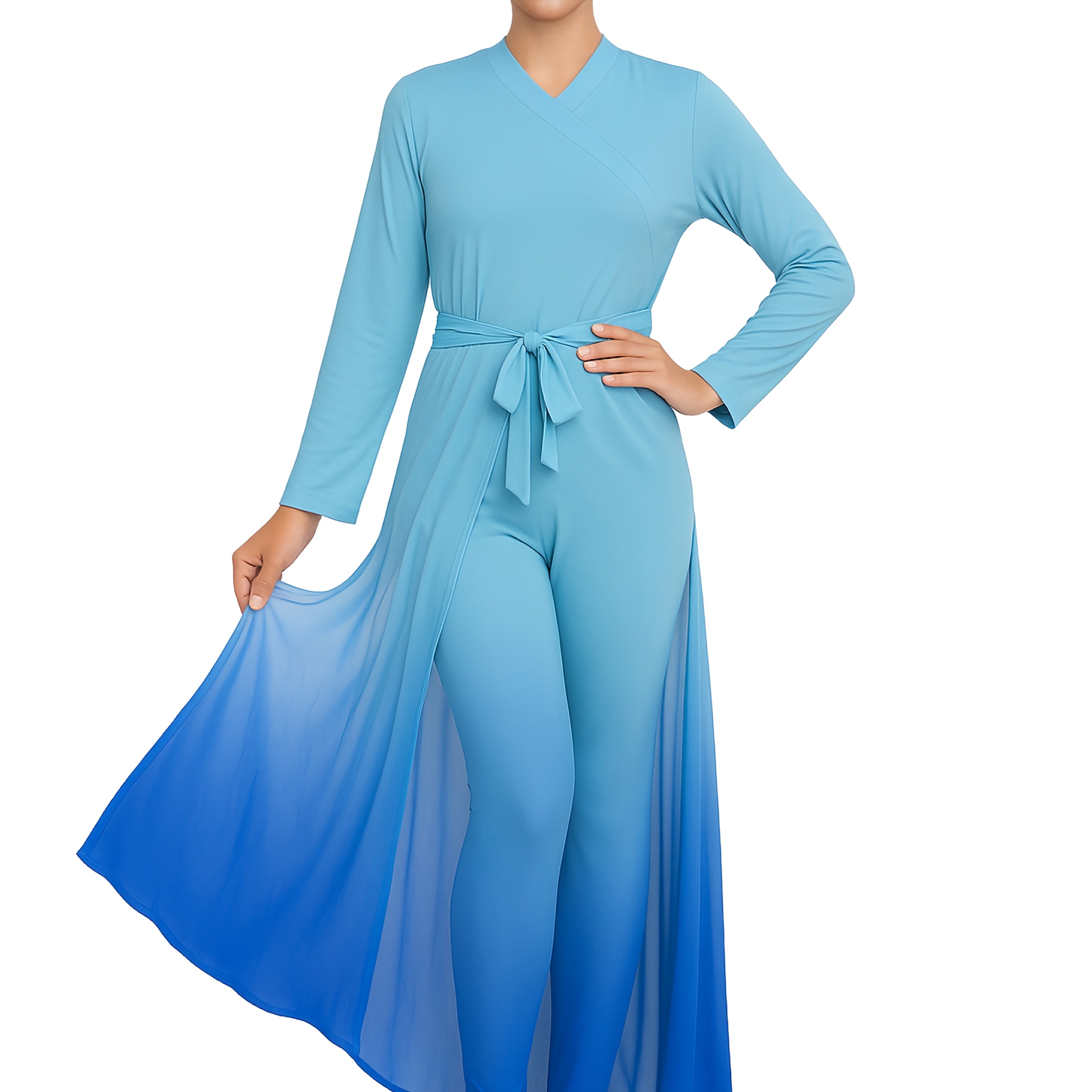 Noor Modest Burkini 3-Piece Full Coverage Swim Set - Sky Blue Cape