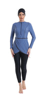 Zehra Modest Burkini 3-Piece Full Coverage Swim Set - Dusty Blue