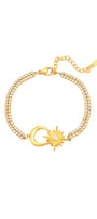 Celestial Moon & Sun Charm Bracelet – Gold
