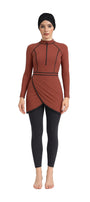 Zehra Modest Burkini 3-Piece Full Coverage Swim Set - Copper Brown