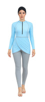 Zehra Modest Burkini 3-Piece Full Coverage Swim Set - Light Blue