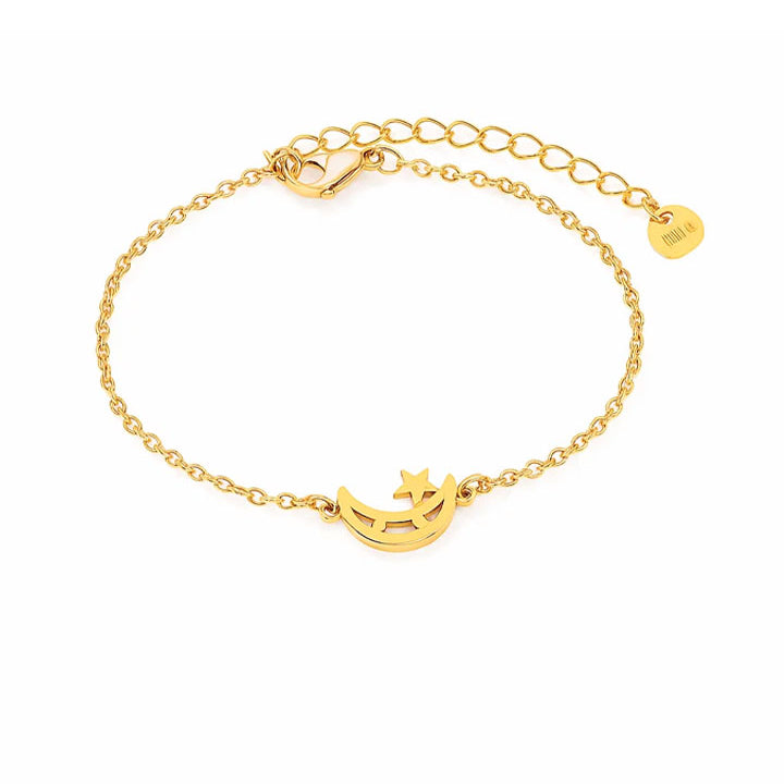 Moon & Star Charm Bracelet – Gold