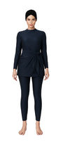 Hiba Modest Burkini 2-Piece Full Coverage Swim Set - Solid Black