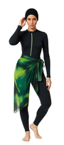 Farah Modest Burkini 3-Piece Full Coverage Swim Set - Black