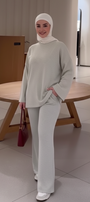Soft Jersey Lounge Top & Pants Set – Light Grey