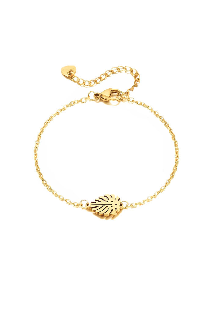 Monstera Leaf Charm Bracelet – Gold – Zehra Modesty