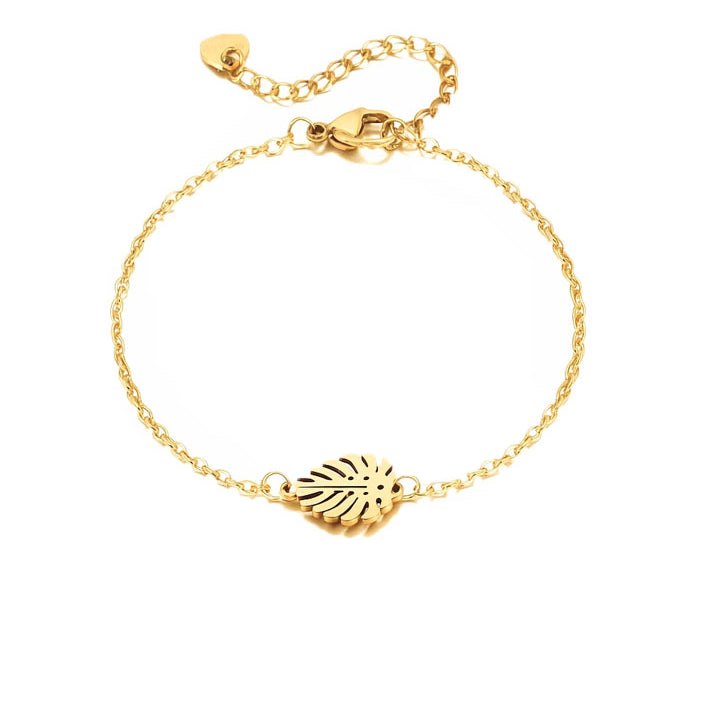 Monstera Leaf Charm Bracelet – Gold