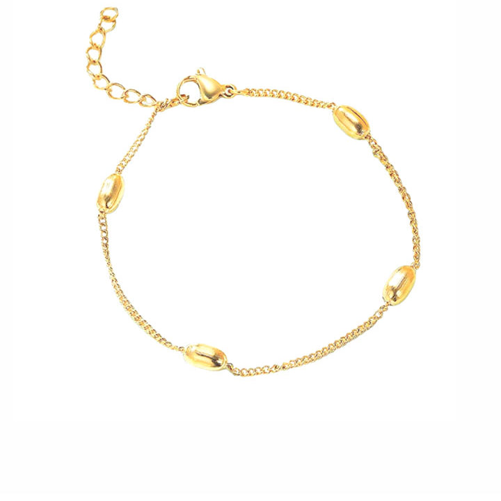 Gold Beaded Chain Bracelet