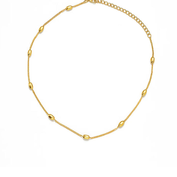 Gold Beaded Chain Necklace