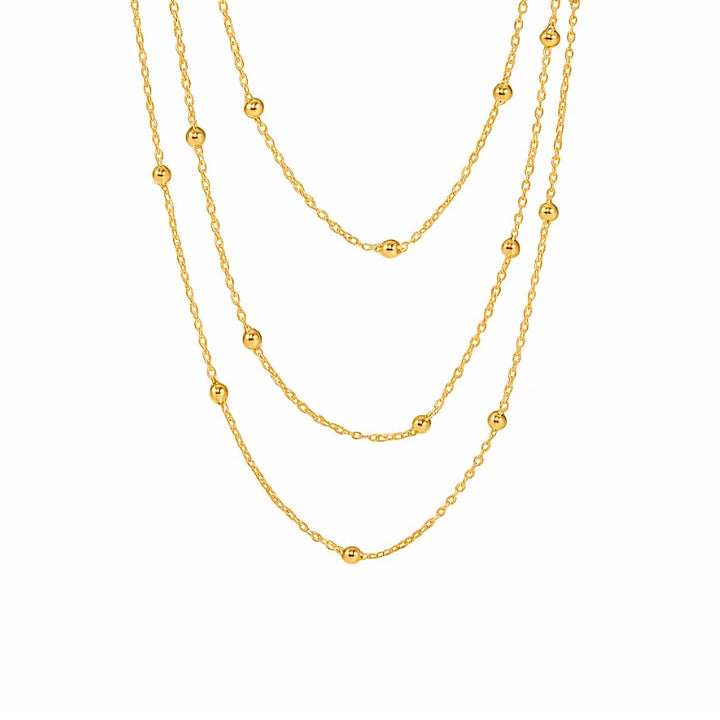 Layered Satellite Bead Chain Necklace – Gold