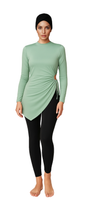 Sabah Modest Burkini 3-Piece Elegant Ruched Swim Set – Mint Green