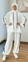 Breathable Stretch Hoodie & Pants Set – White