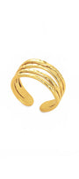 Hammered Triple-Band Open Ring – Gold
