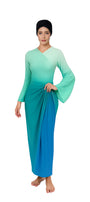 Selina Modest Burkini 3-Piece Full Coverage Swim Set - Mint to Ocean Blue Gradient