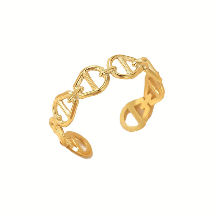 Chain-Link Open Ring – Gold