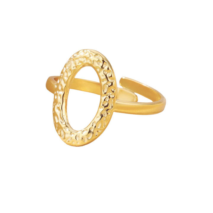 Textured Oval Open Ring – Gold