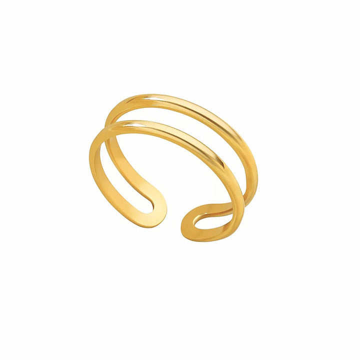 Minimal Double-Band Open Ring – Gold