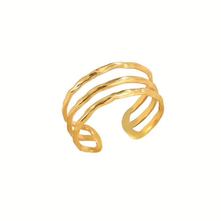 Hammered Triple Open Ring – Gold