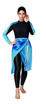Solara Modest Burkini 3-Piece Full Coverage Swim Set - Ocean Wave