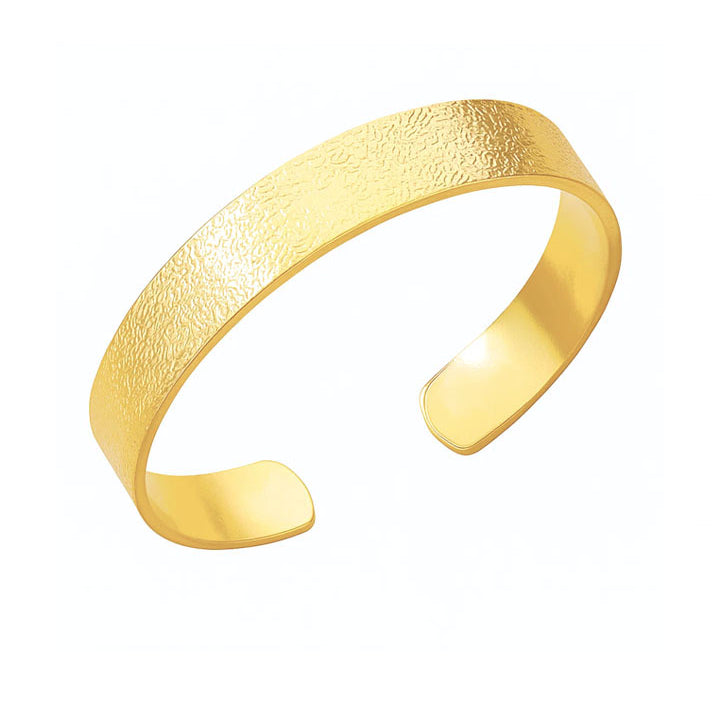 Micro-Textured Satin Open Cuff Bracelet – Gold