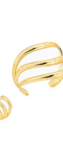 Golden Flow Harmony Open Cuff Bracelet & Ring Set
