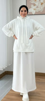 Warm Fleece Hoodie & Long Dress Set – White
