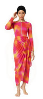 Maya Modest Burkini 3-Piece Full Coverage Swim Set - Red Tie-Dye