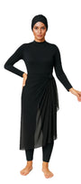 Asma Elegant Modest Burkini 3-Piece Full Coverage Swim Set - Solid Black