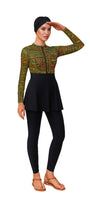Layla Modest Burkini 3-Piece Full Coverage Swim Set - Tropical Mosaic Top