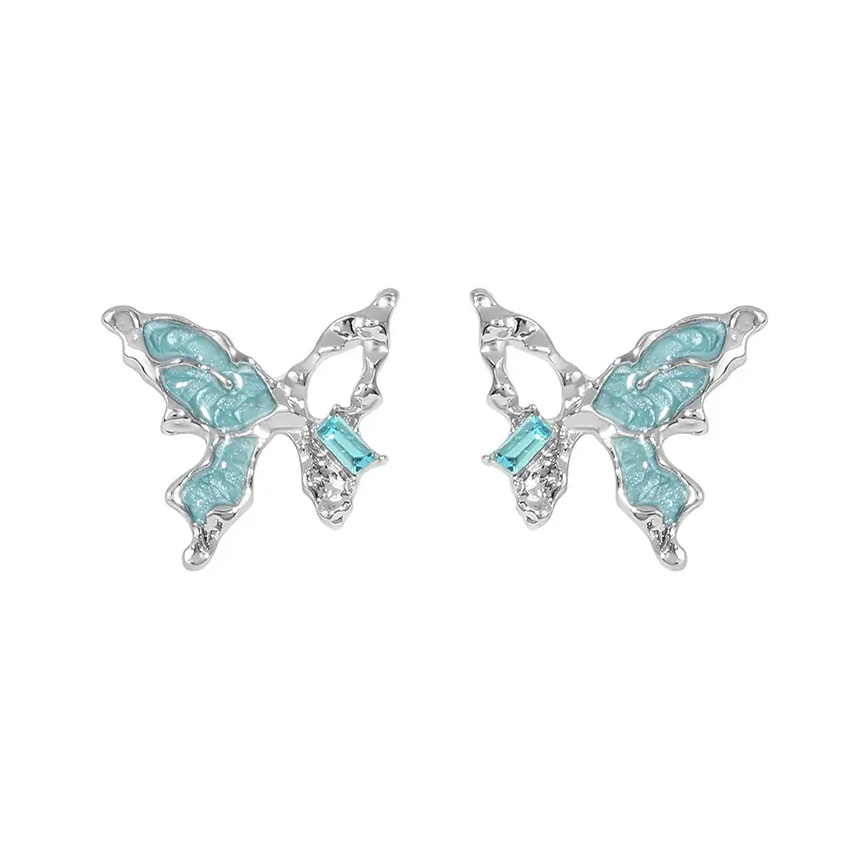 Butterfly Crystal Silver Stud Earrings