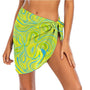 Lime Wave Print Sheer Beach Sarong Wrap- Swim Cover Up