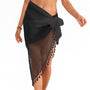 Black Mesh Tassel Beach Sarong Wrap- Swim Cover Up