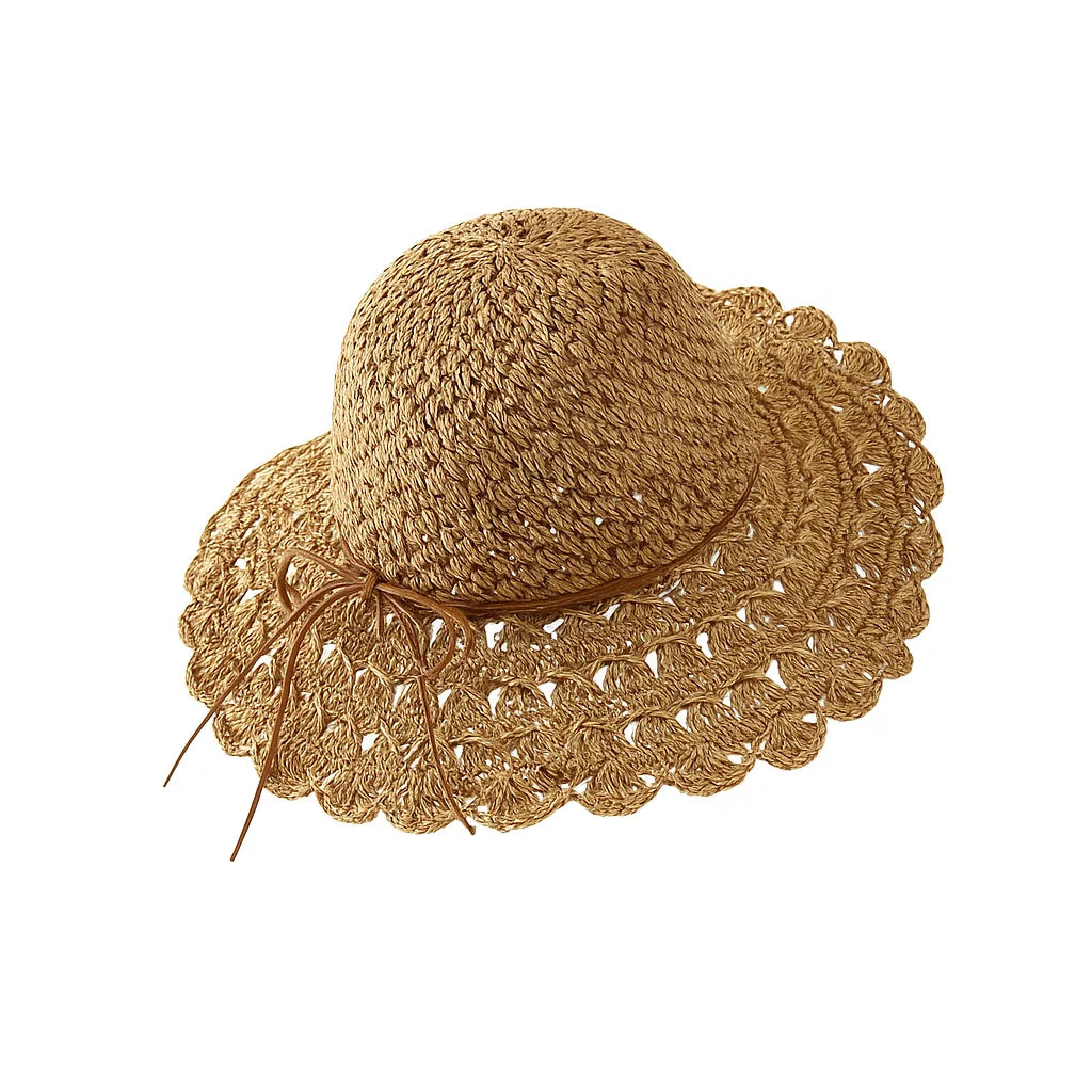Scalloped Edge Woven Straw Beach Hat