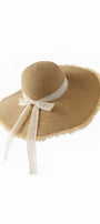 Lace Bow Wide Brim Straw Beach Hat
