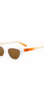 Tariq Retro Cat Eye Sunglasses – White & Amber