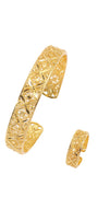 Golden Filigree Floral Cutout Bracelet & Ring Set
